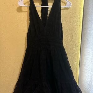 Elegant Black Halter Dress